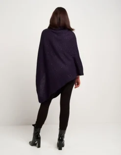 Poncho con paillettes e collo