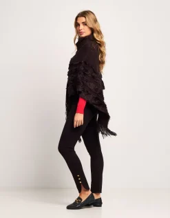 Poncho con perle e frange