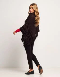 Poncho con perle e frange