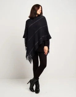 Poncho con righe di lurex