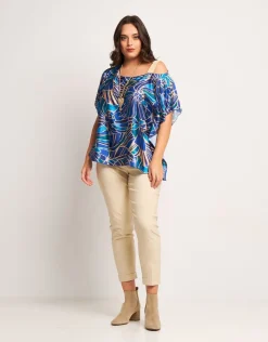 Poncho fantasia con spallina oro
