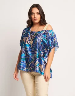 Poncho fantasia con spallina oro