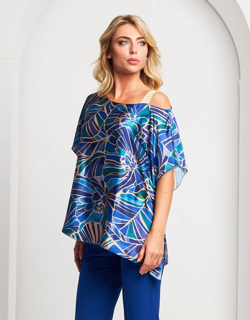 Poncho fantasia con spallina oro