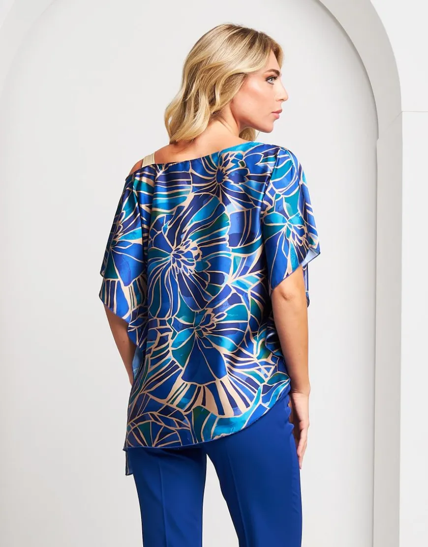 Poncho fantasia con spallina oro