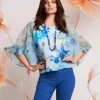 Poncho floreale in georgette con paillettes