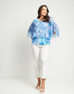 Poncho georgette fantasia con fondo in paillettes