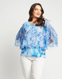 Poncho georgette fantasia con fondo in paillettes