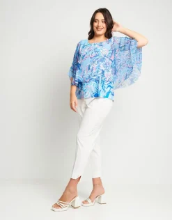 Poncho georgette fantasia con fondo in paillettes
