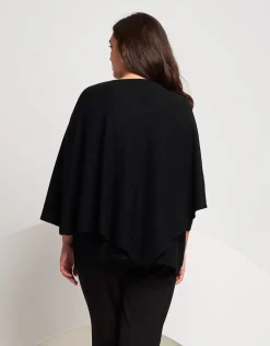 Poncho in maglia con zig-zag di strass