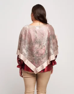 Poncho in pizzo con raso