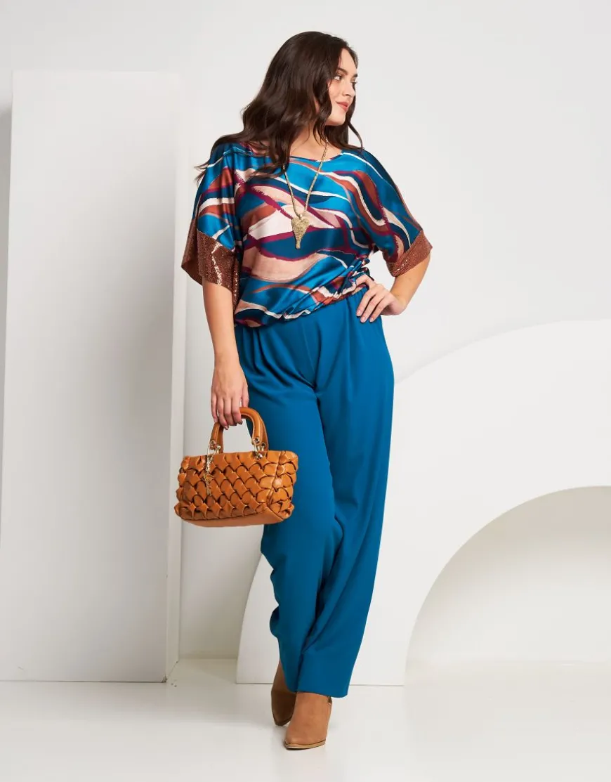 Poncho in raso con elastico e paillettes