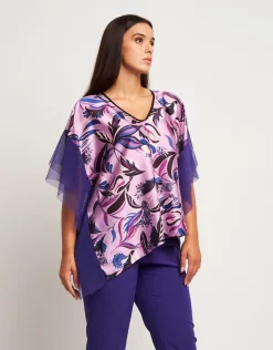Poncho in raso con tulle
