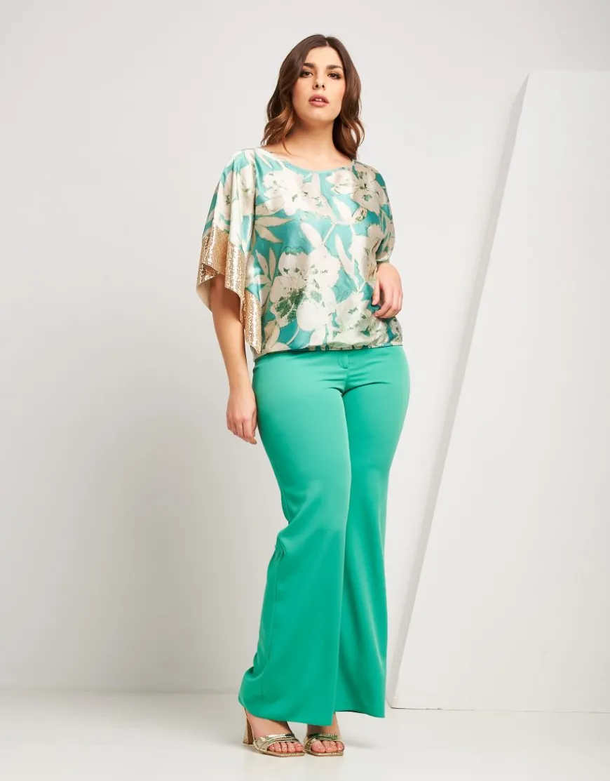 Poncho in raso fantasia floreale