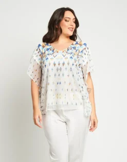 Poncho in rete stampato con alette