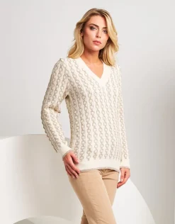 Pullover con trecce in lurex