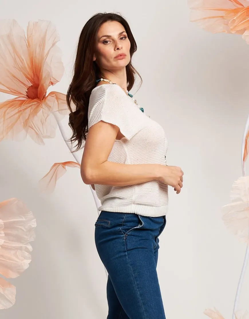 Top a kimono con filato paillettes