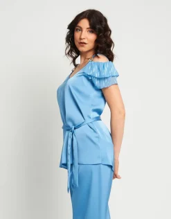 Top con georgette e dettaglio oro