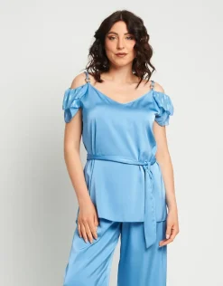 Top con georgette e dettaglio oro