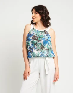 Top con paillettes fantasia floreale