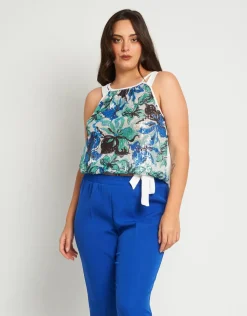 Top con paillettes fantasia floreale