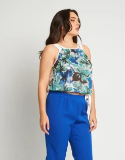 Top con paillettes fantasia floreale