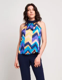 Top con pannello e scollo all'americana