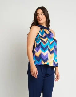 Top con pannello e scollo all'americana