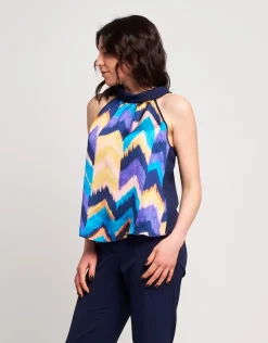 Top con pannello e scollo all'americana