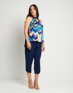 Top con pannello e scollo all'americana