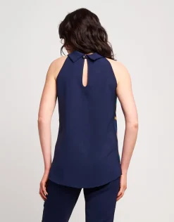 Top con pannello e scollo all'americana