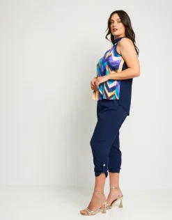 Top con pannello e scollo all'americana