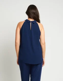 Top con pannello e scollo all'americana