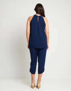 Top con pannello e scollo all'americana