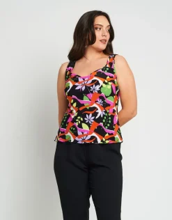 Top con scollo a cappuccio e spalline arricciate