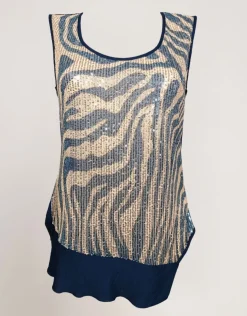 Top con volant e fronte di paillettes