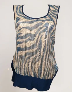 Top con volant e fronte di paillettes