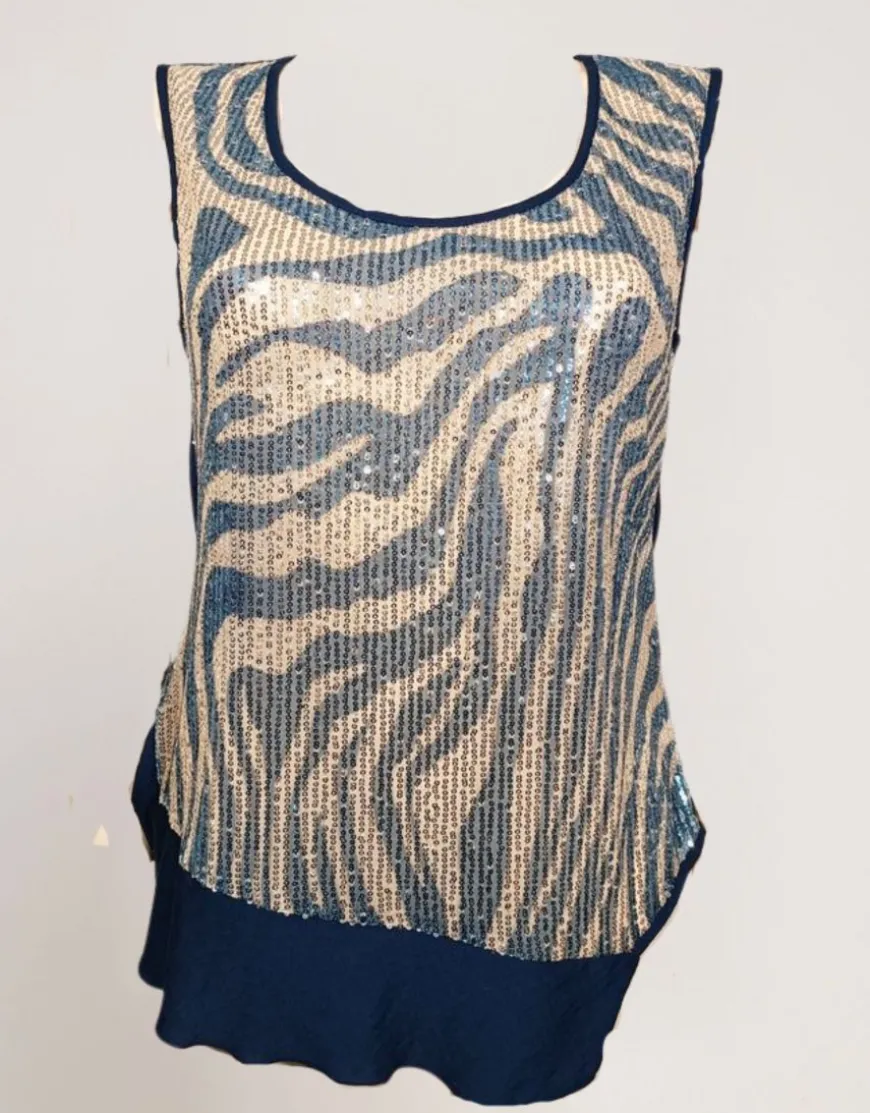 Top con volant e fronte di paillettes
