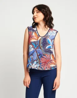 Top fantasia in georgette con bordi
