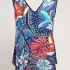 Top fantasia in georgette con bordi