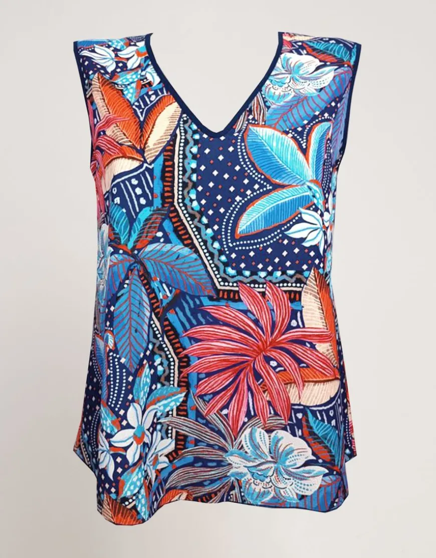Top fantasia in georgette con bordi