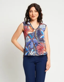 Top fantasia in georgette con bordi