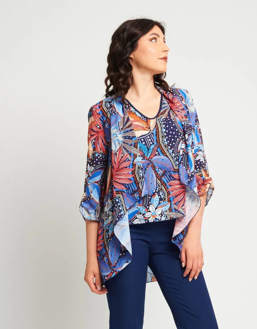 Top fantasia in georgette con bordi