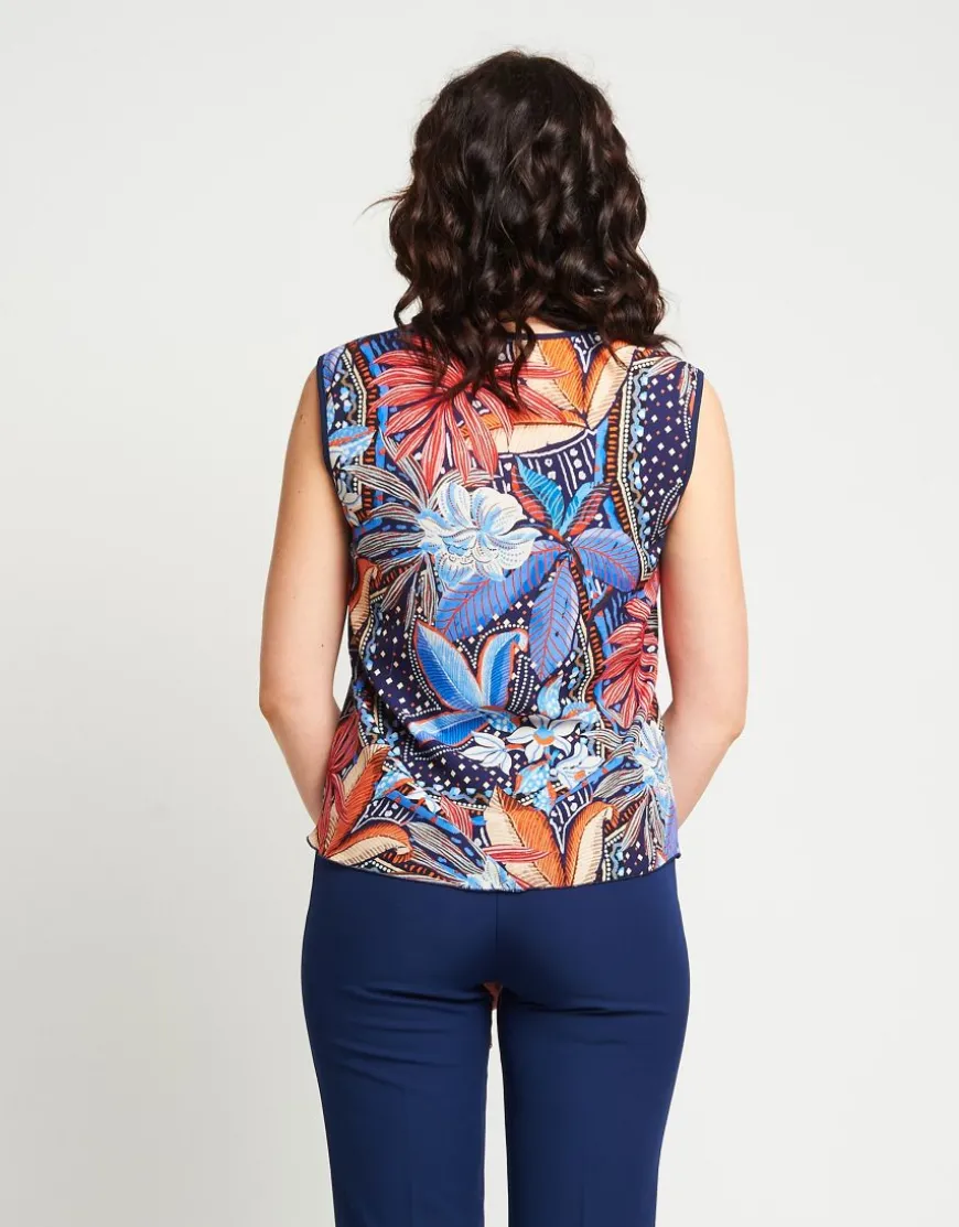 Top fantasia in georgette con bordi
