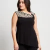 Top in jersey con carré bicolore