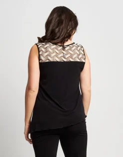 Top in jersey con carré bicolore