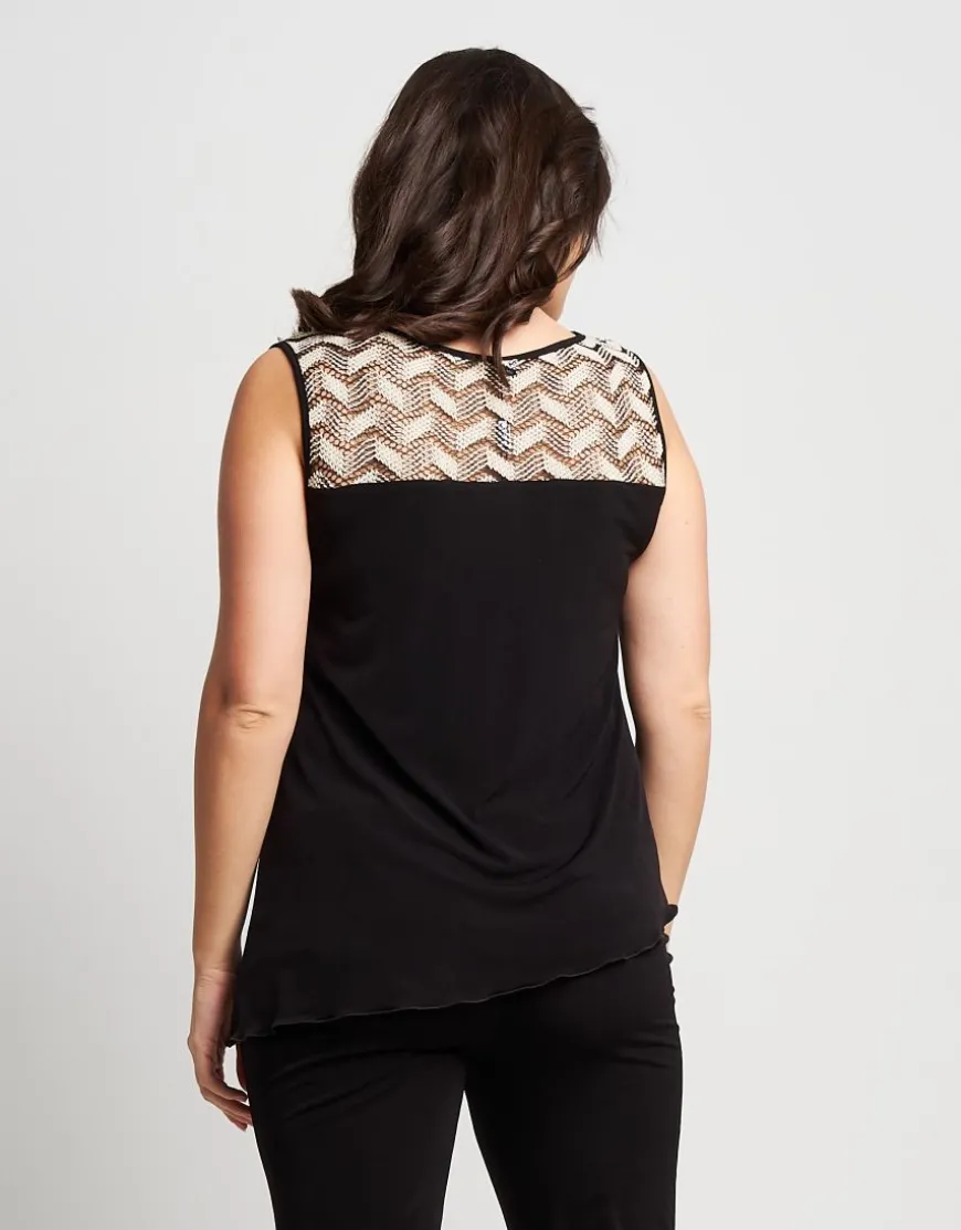 Top in jersey con carré bicolore