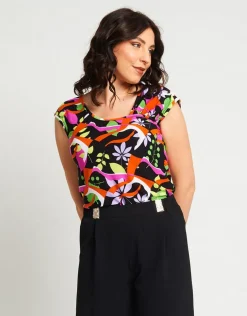 Top in jersey con scollo e spallina