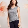 Top in jersey di viscosa a righe lurex