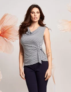 Top in jersey di viscosa a righe lurex