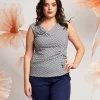 Top in jersey di viscosa a righe lurex